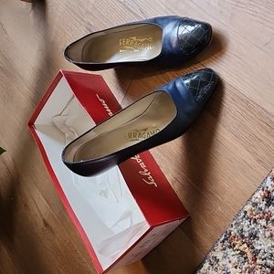 Salvatore Ferragamo Blue Leather Heels